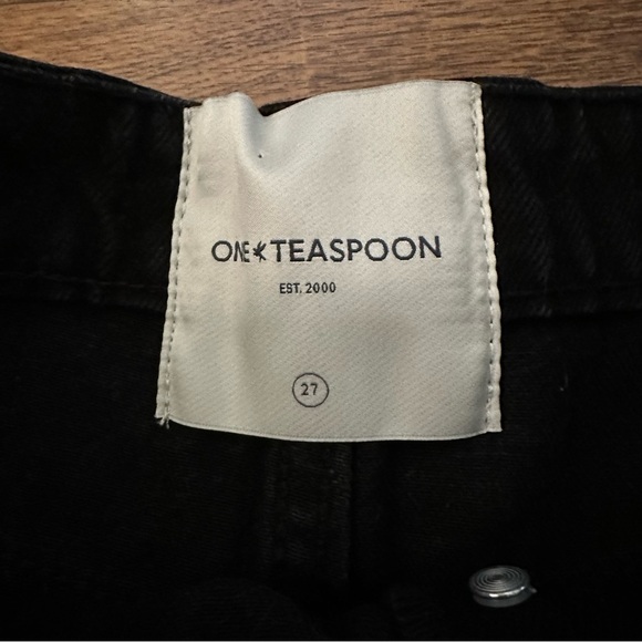 One Teaspoon Jet Black Jean Denim Bandits Shorts 27 rolled up hem sexy festival - Picture 5 of 6